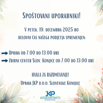 DELOVNI ČAS 19.12.2025